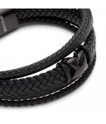 LEATHER BRACELET FLAKE BLACK